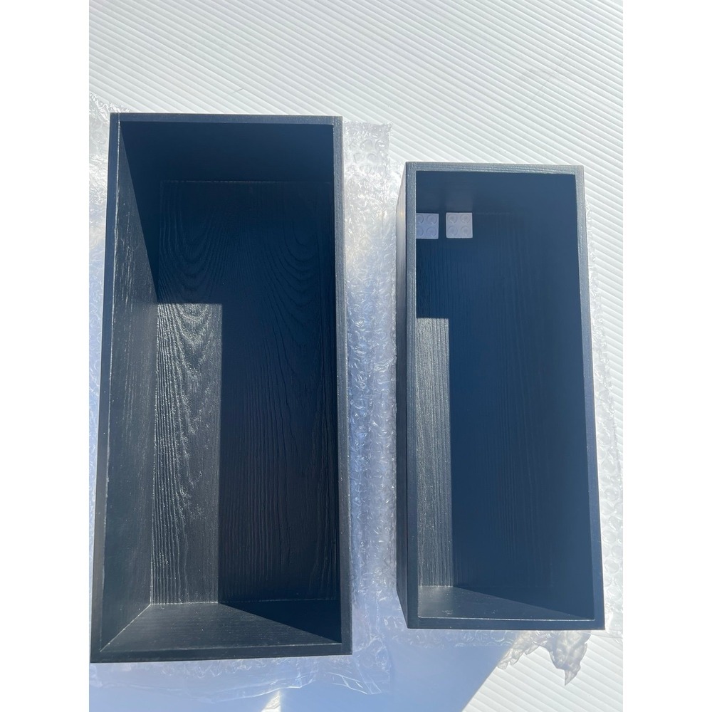 Set of 2 Black Wood Drawer Organizers Minimalist Storage Bins Dovetail Joints